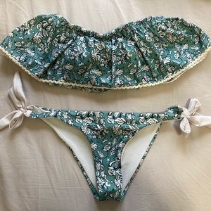 Floral off the shoulder bikini set